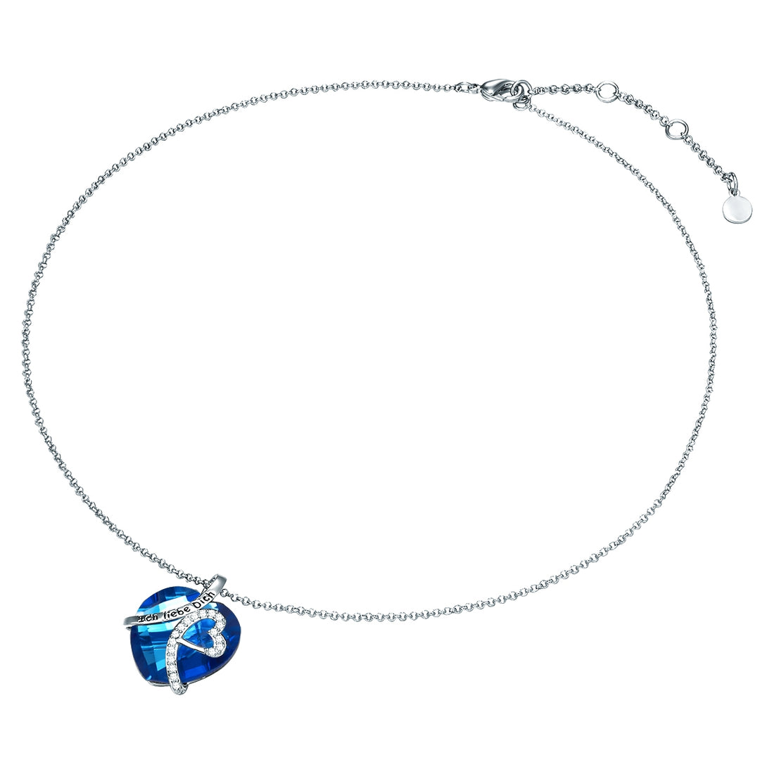 Kette mit Anhänger Zirkonia weiß Glas blau