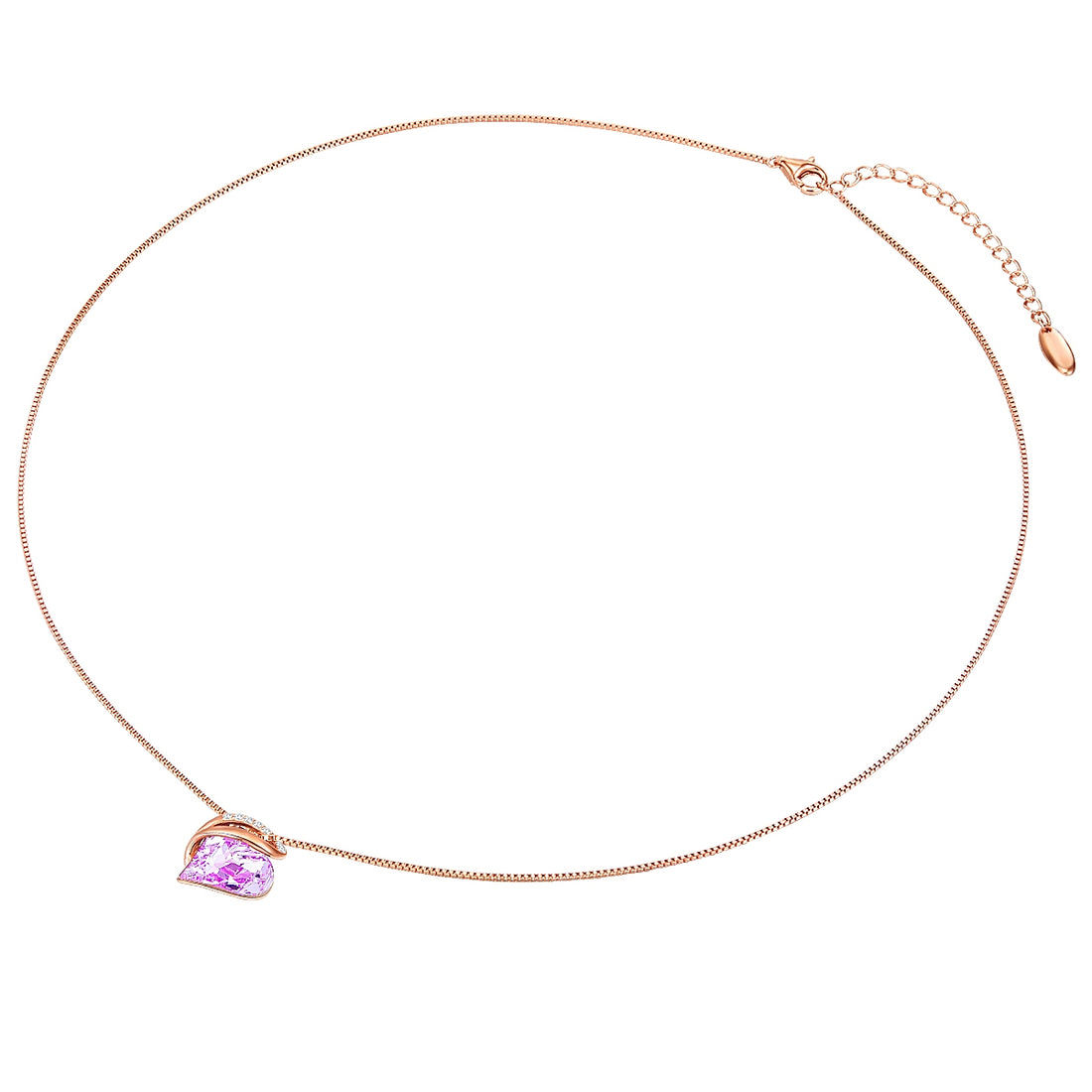 Kette mit Anhänger Sterling Silber roségold verziert mit Kristallen von Swarovski® Violet weiß