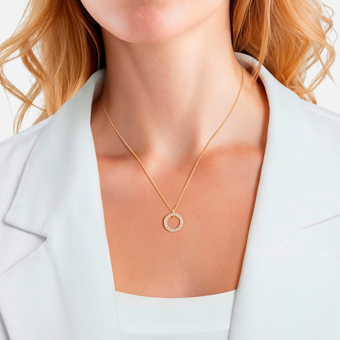Kette mit Anhänger Sterling Silber gelbgold Zirkonia weiß