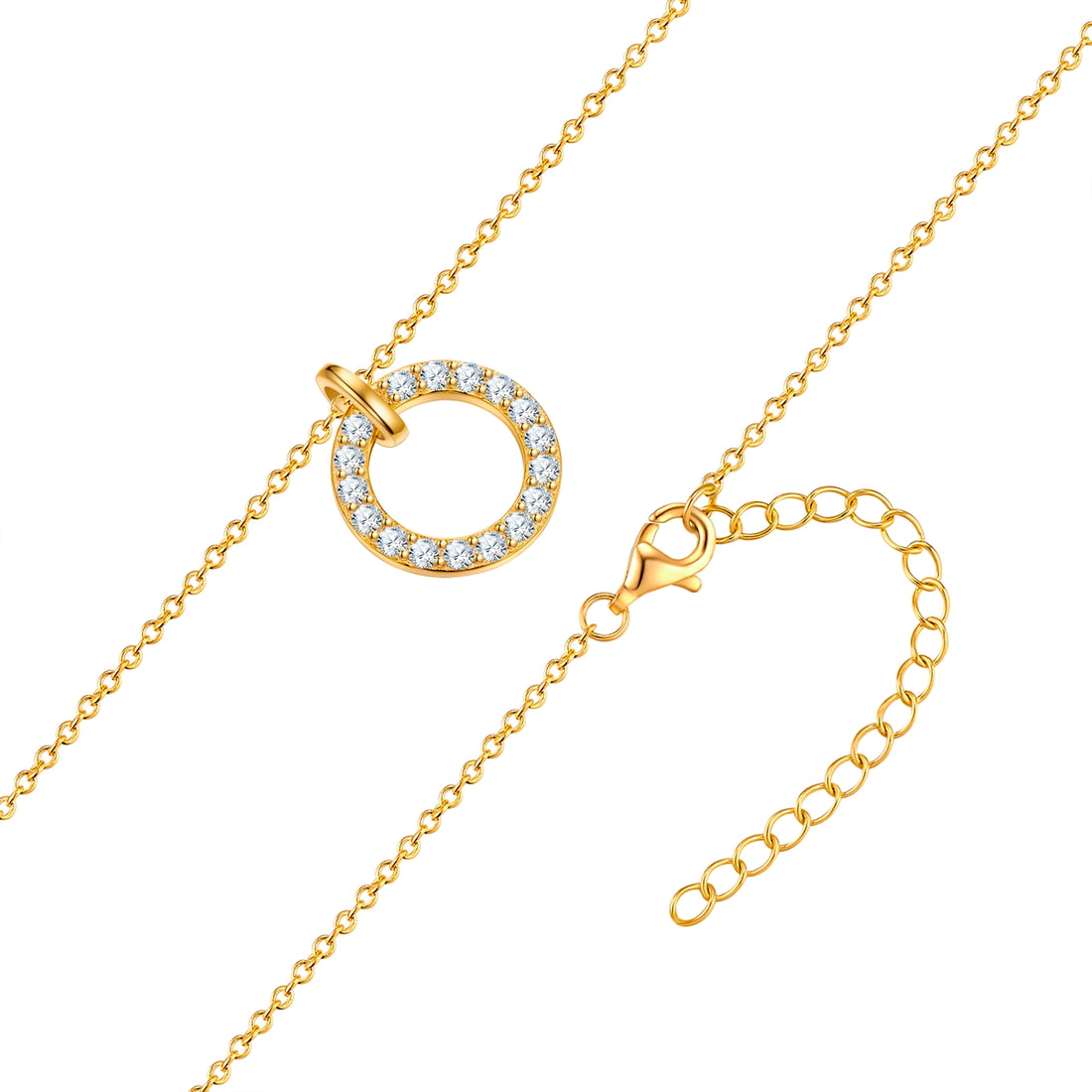 Kette mit Anhänger Sterling Silber gelbgold Zirkonia weiß