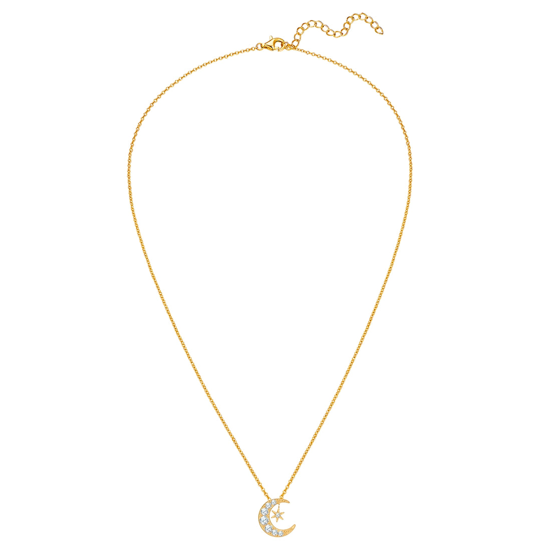 Kette mit Anhänger Sterling Silber gelbgold Zirkonia weiß