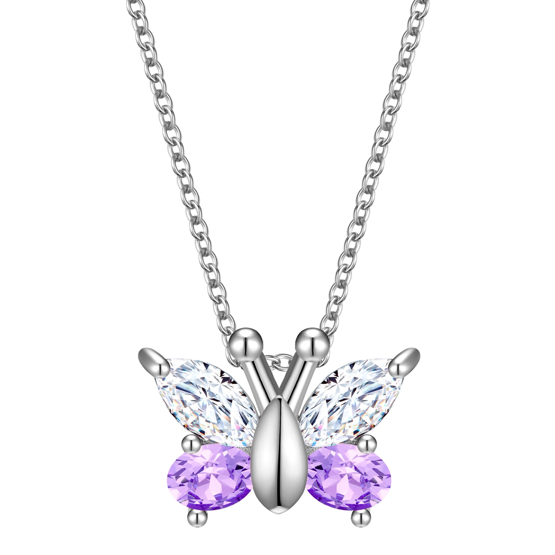 Kette mit Anhänger Sterling Silber Zirkonia weiß violett