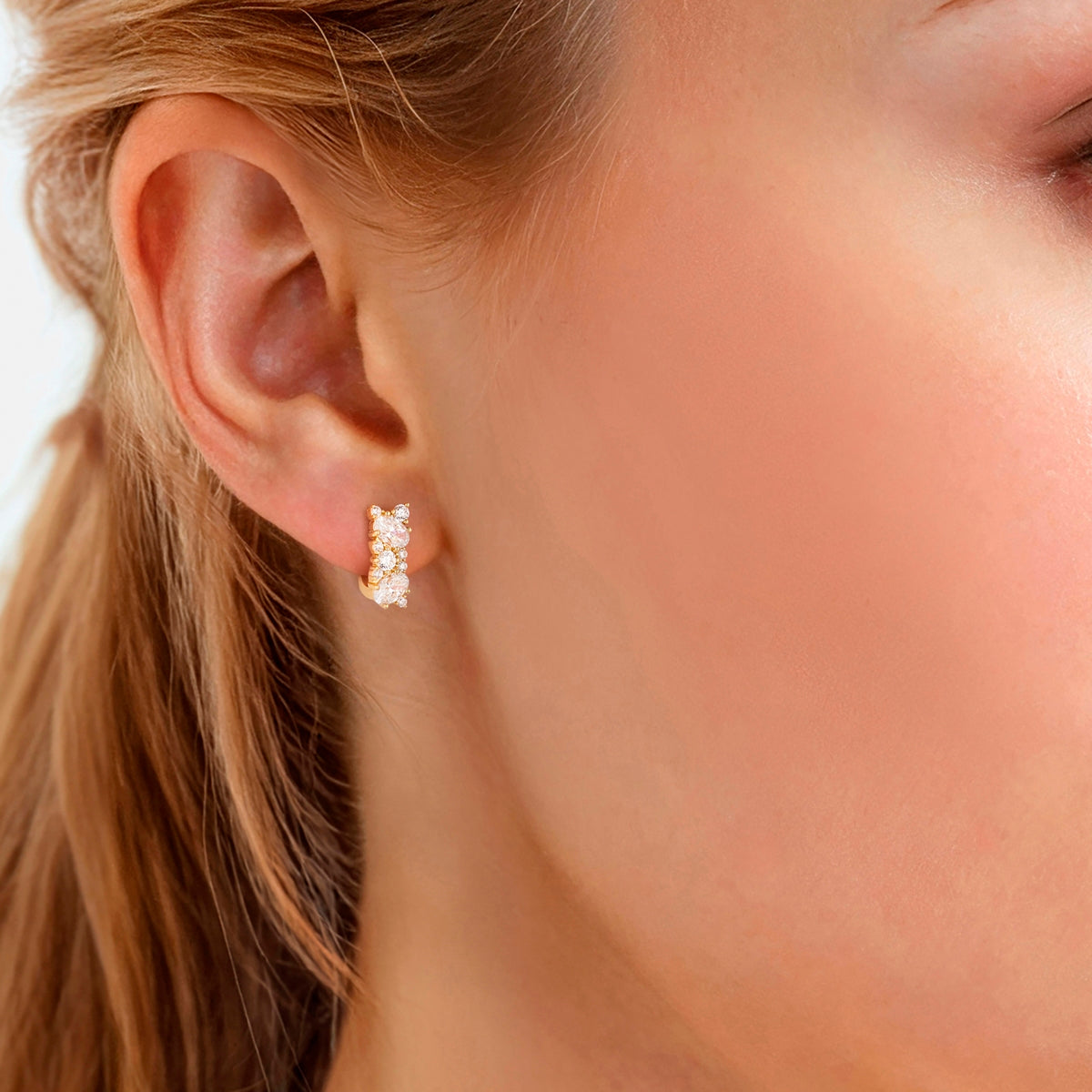 Creolen Sterling Silber gelbgold Zirkonia weiß