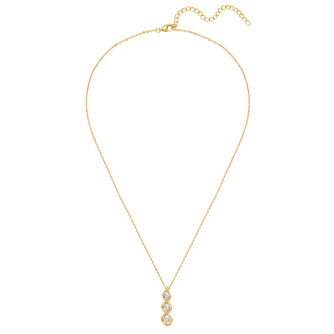 Kette mit Anhänger Sterling Silber gelbgold Zirkonia weiß