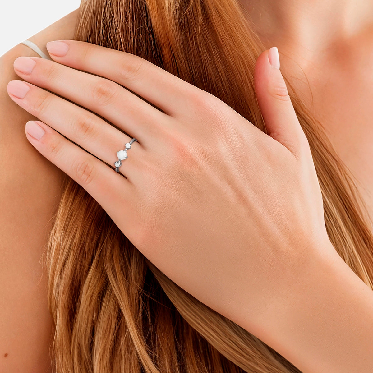Ring Sterling Silber Opal (synth.) weiß