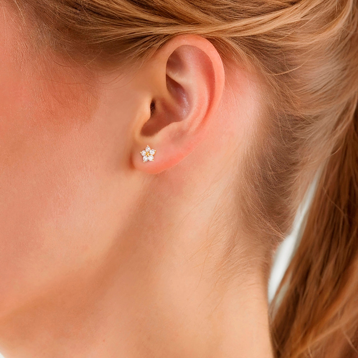 Ohrstecker Sterling Silber gelbgold Zirkonia weiß