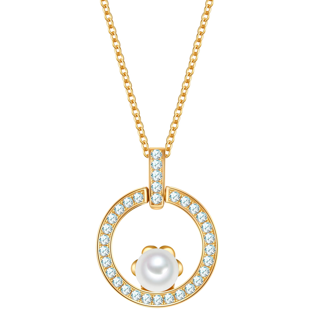 Kette mit Anhänger Sterling Silber gelbgold Muschelkernperle weiß Zirkonia weiß