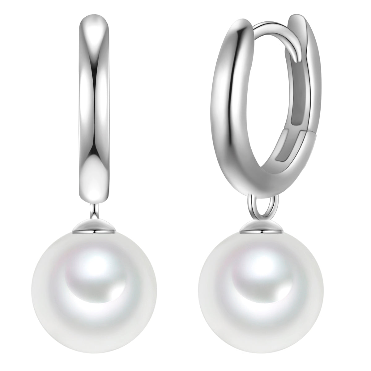 Creolen Sterling Silber Muschelkernperle weiß