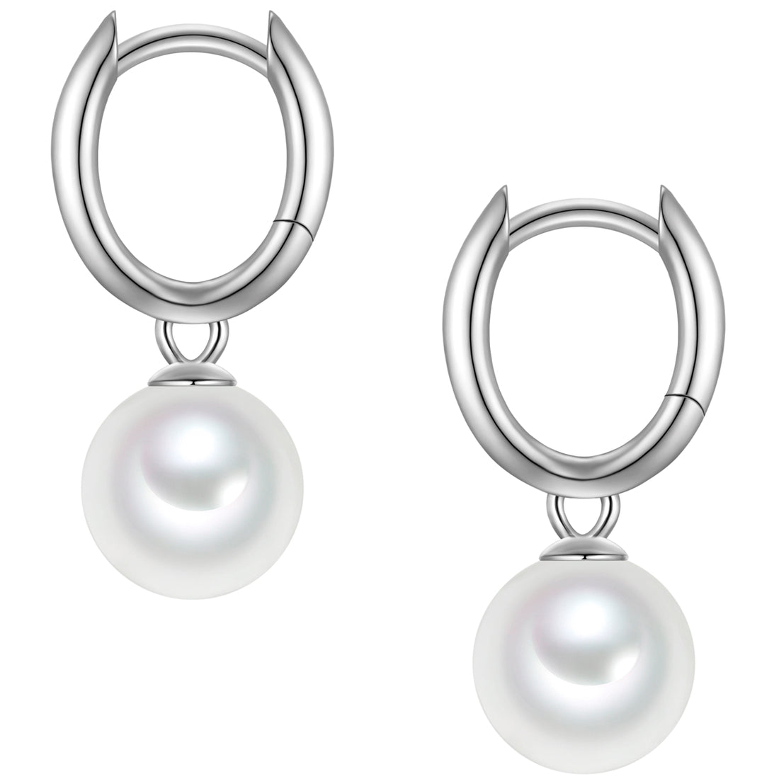 Creolen Sterling Silber Muschelkernperle weiß