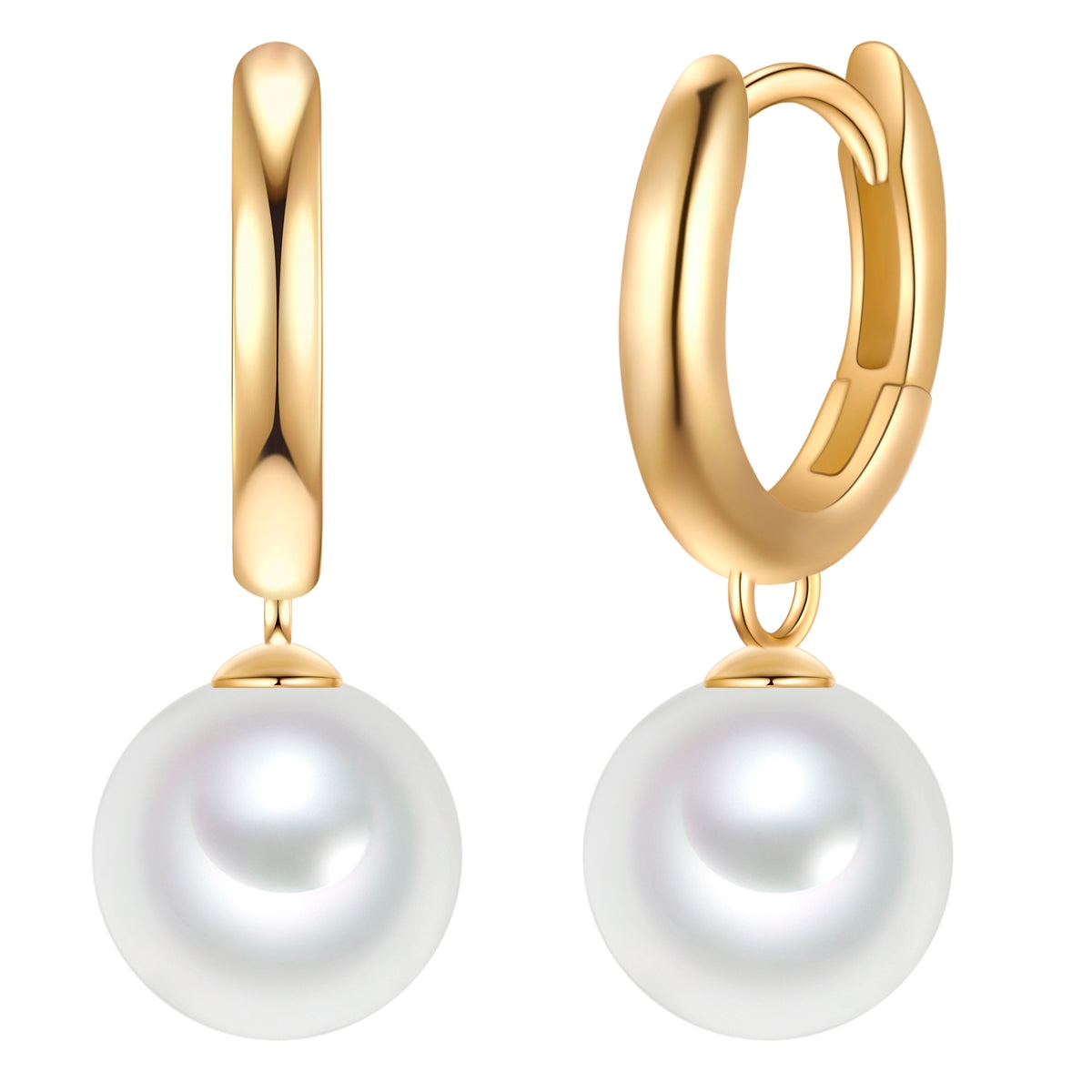 Creolen Sterling Silber gelbgold Muschelkernperle weiß