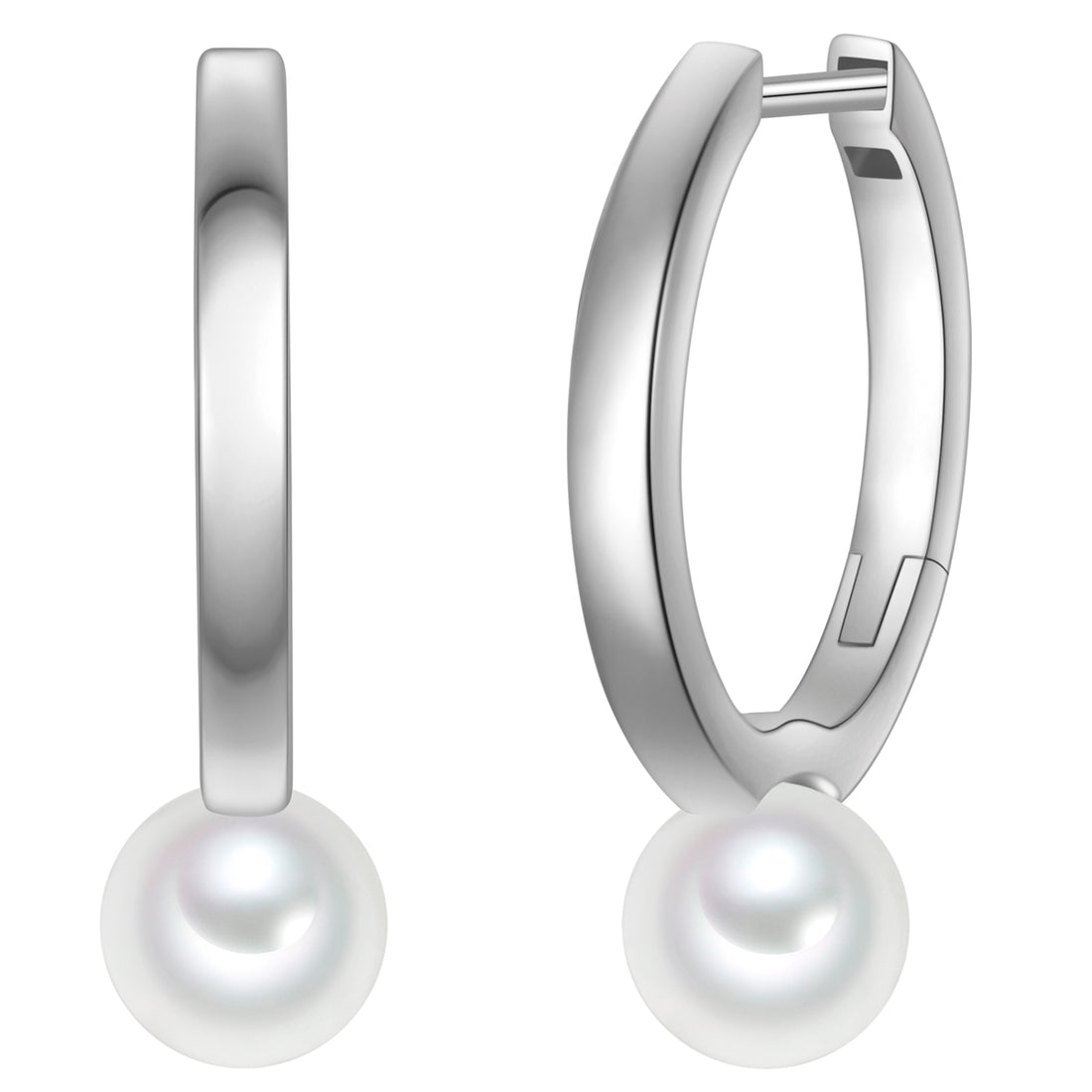 Creolen Sterling Silber Muschelkernperle weiß