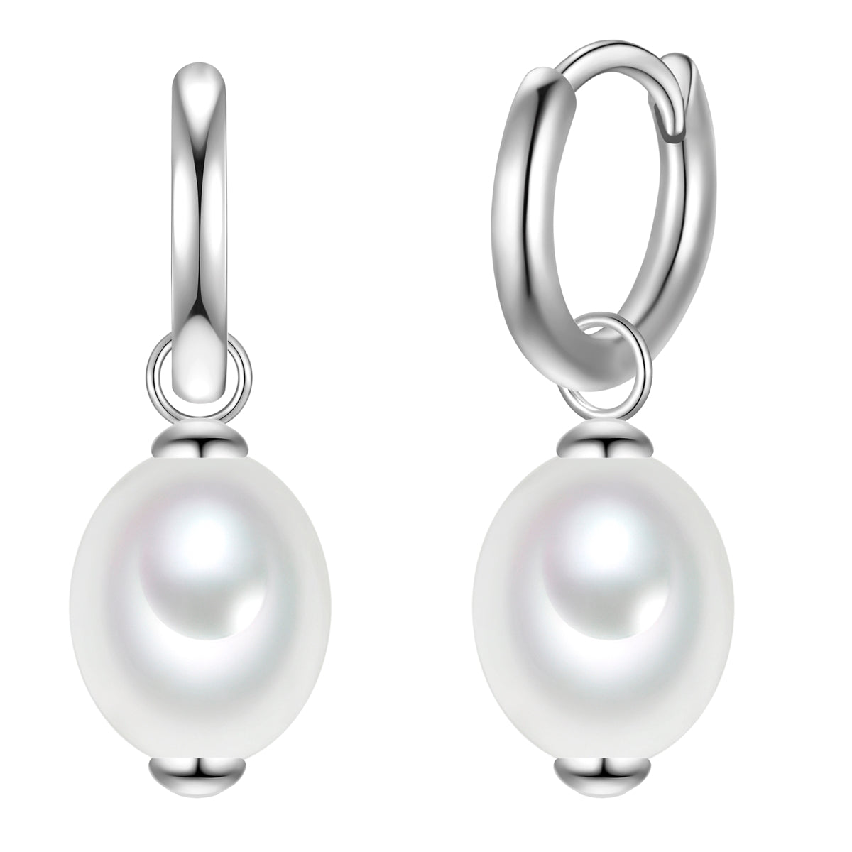 Creolen Sterling Silber Muschelkernperle weiß