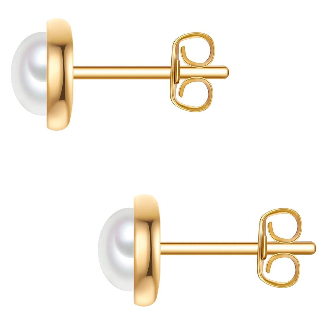 Ohrstecker Sterling Silber gelbgold Muschelkernperle weiß