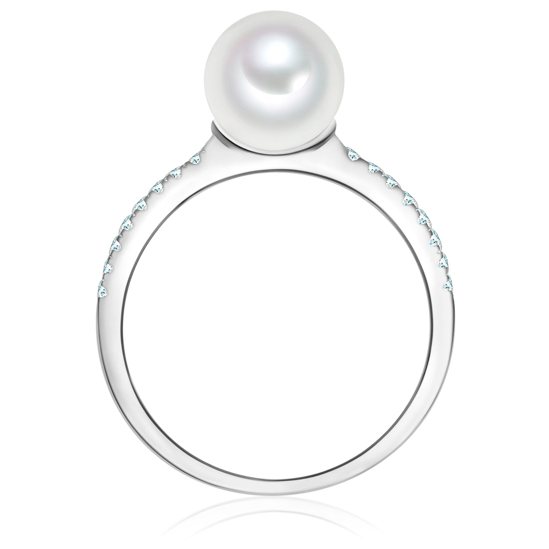 Ring Sterling Silber Muschelkernperle weiß Zirkonia weiß