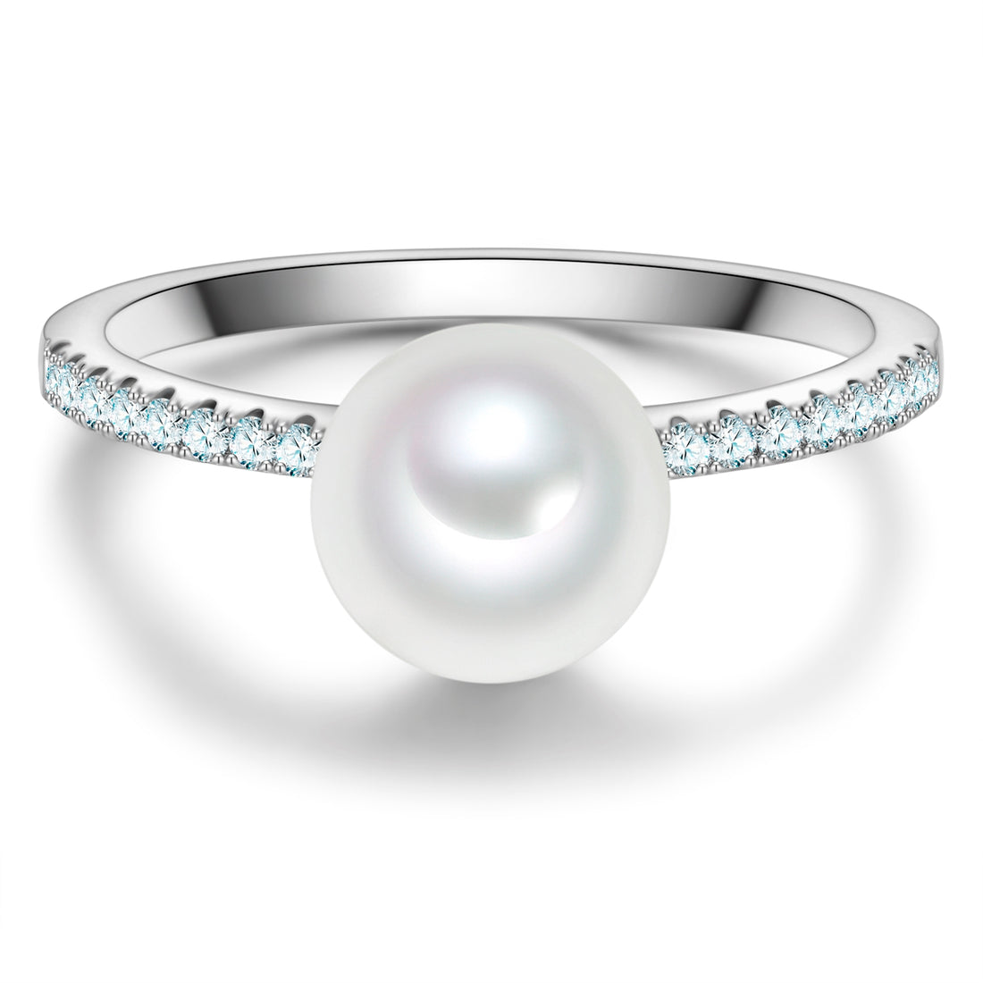 Ring Sterling Silber Muschelkernperle weiß Zirkonia weiß